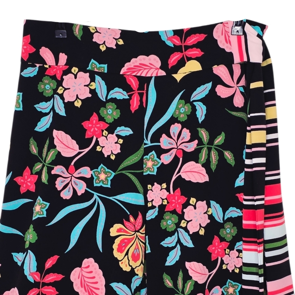 New York & Company Black And Bright Floral Tie Waist Wide Leg Pants Size M NWOT - Picture 5 of 10